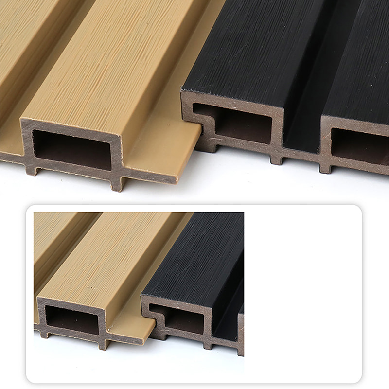 Vattentålig PVC WPC räfflad väggpanel med halkskyddad borstad galler utvändig lamellvägg för utomhus- och badrumsfasader