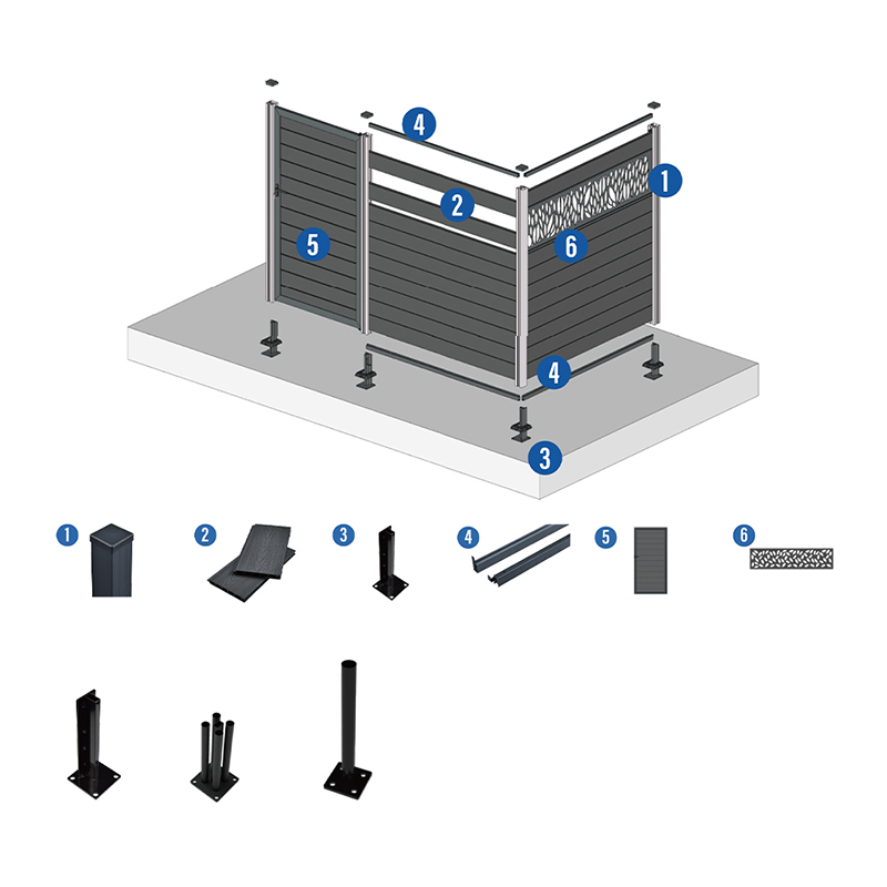 Trä Plast Komposit Wpc Staket Hem Trädgård Innergård Staket Paneler Bättre än Vinyl Pvc Staket Vattentätt Utomhus Privacy Board Hdpe