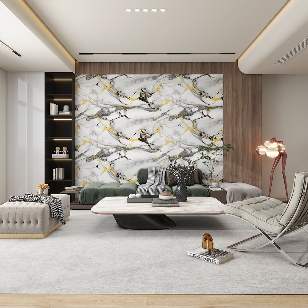 Modern högblank marmor tapetrulle PVC självhäftande vattentät interiör Hemdekoration marmorark klistermärke