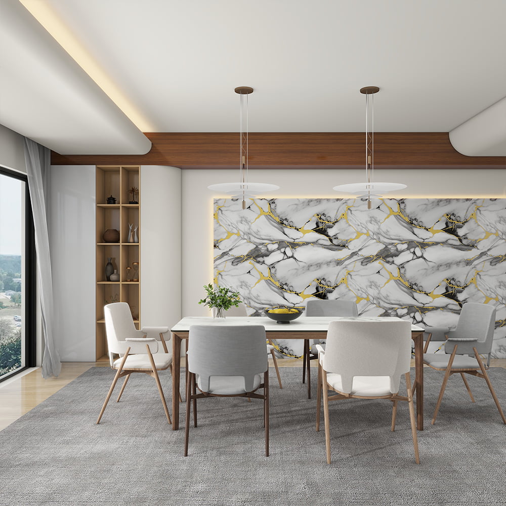 Modern högblank marmor tapetrulle PVC självhäftande vattentät interiör Hemdekoration marmorark klistermärke