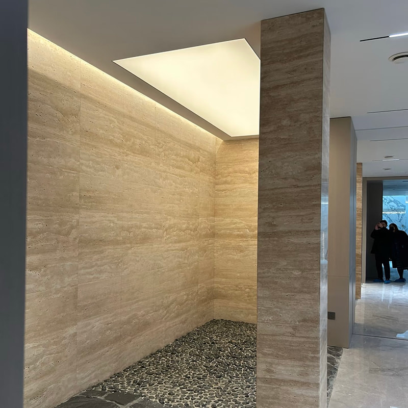Brandsäkert kakelfaner Faux Interiör Böjbar mjuk väggbeklädnad Travertin Konstgjord Flexibel mjuk stenväggpaneler
